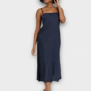 A New Day Navy Blue Midi Slip Dress Women's Size Large